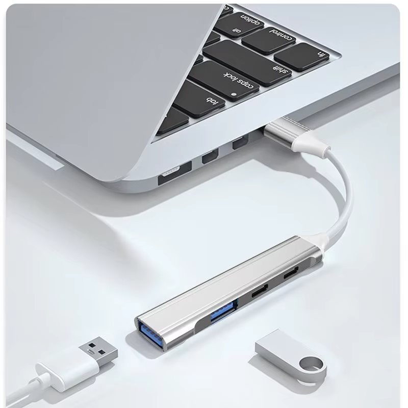 Laptop Accessories Hub - 4 In 1 Aluminium Multi Splitter