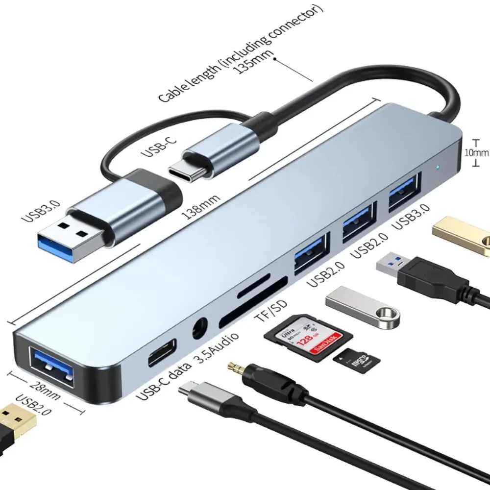 Laptop Accessories Hub - Hub USB-C 8 In 2 dengan