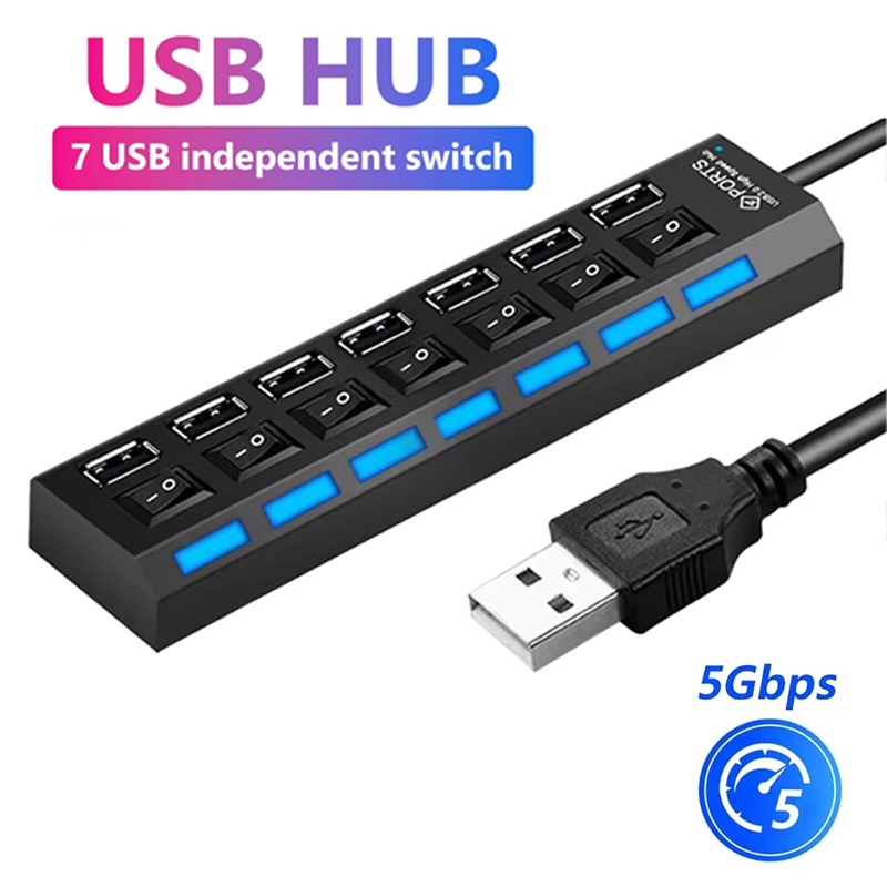 Laptop Accessories Hub - Pemisah Hub USB 2.0 7 Port