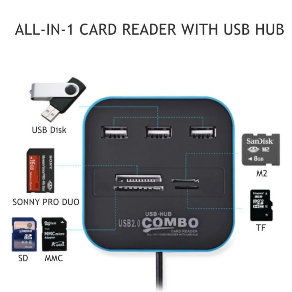 3 Port USB 2.0 Hub Combo USB P - Laptop Accessories All In One ulasan dan harga