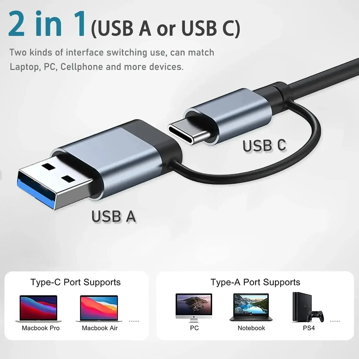 Hub USB-C 8 In 2 dengan Pembac - Laptop Accessories Hub ulasan dan harga
