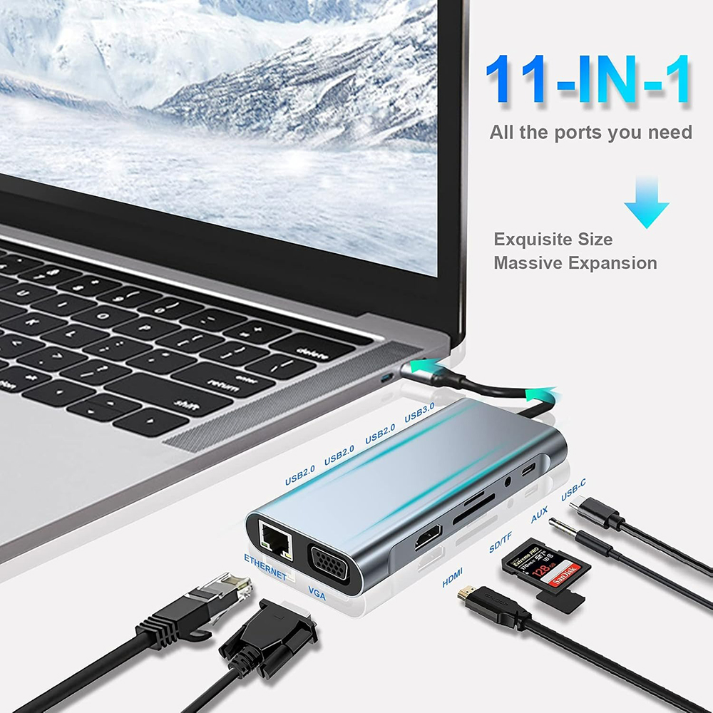Hub USB C 11-in-1 Thunderbolt  - Laptop Accessories Hub ulasan dan harga